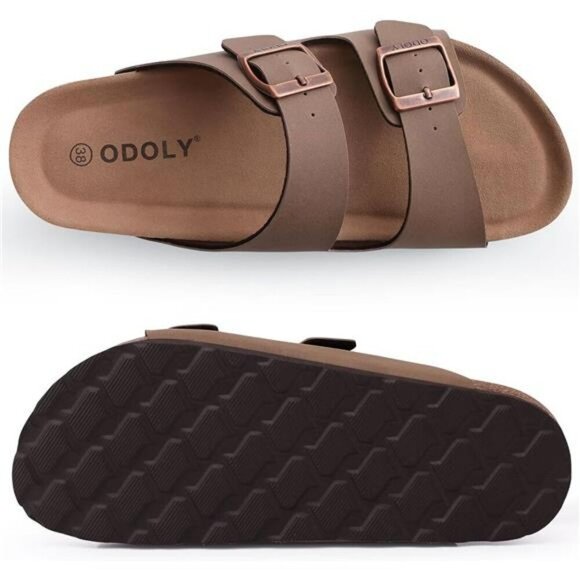 Unisex Cork Slide Sandals Arch Support Adjustable Buckle Summer Outdoor Shoes - Picture 6 of 7